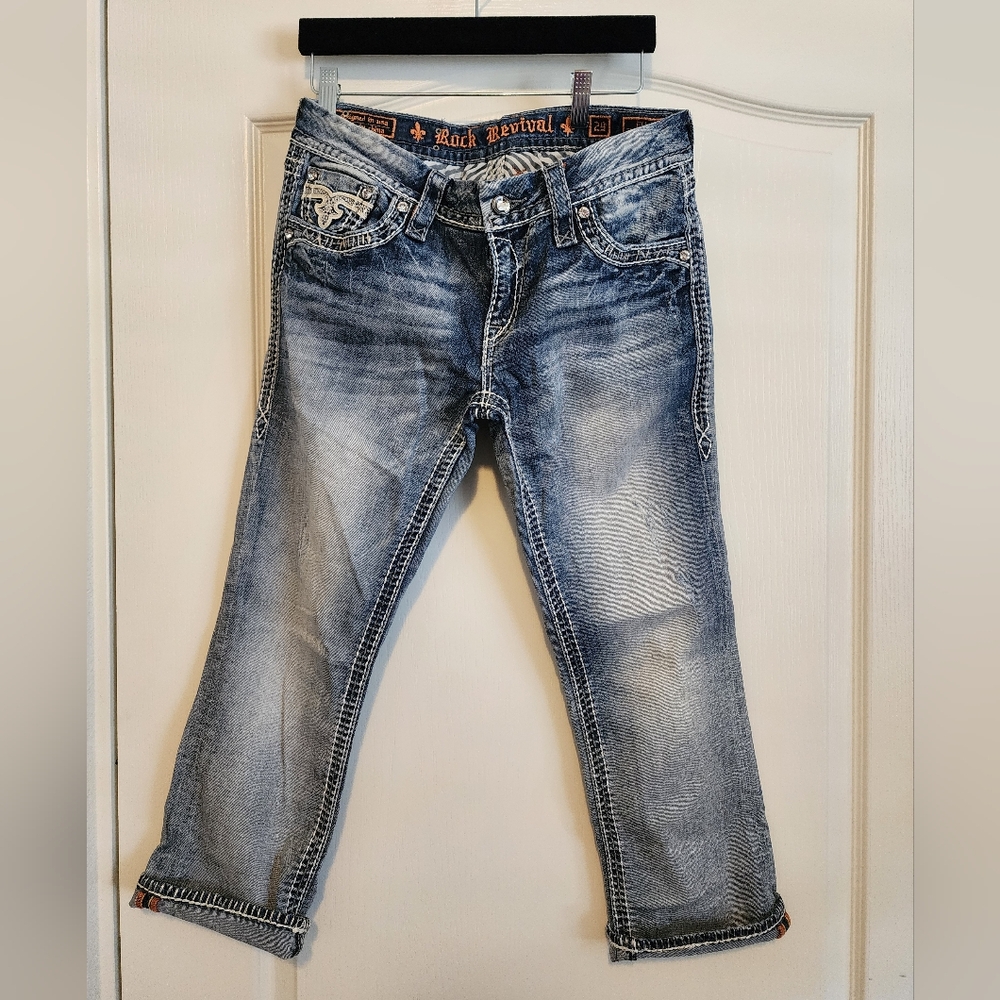Rock Revival Women's ELLA Blue Jean Capris
